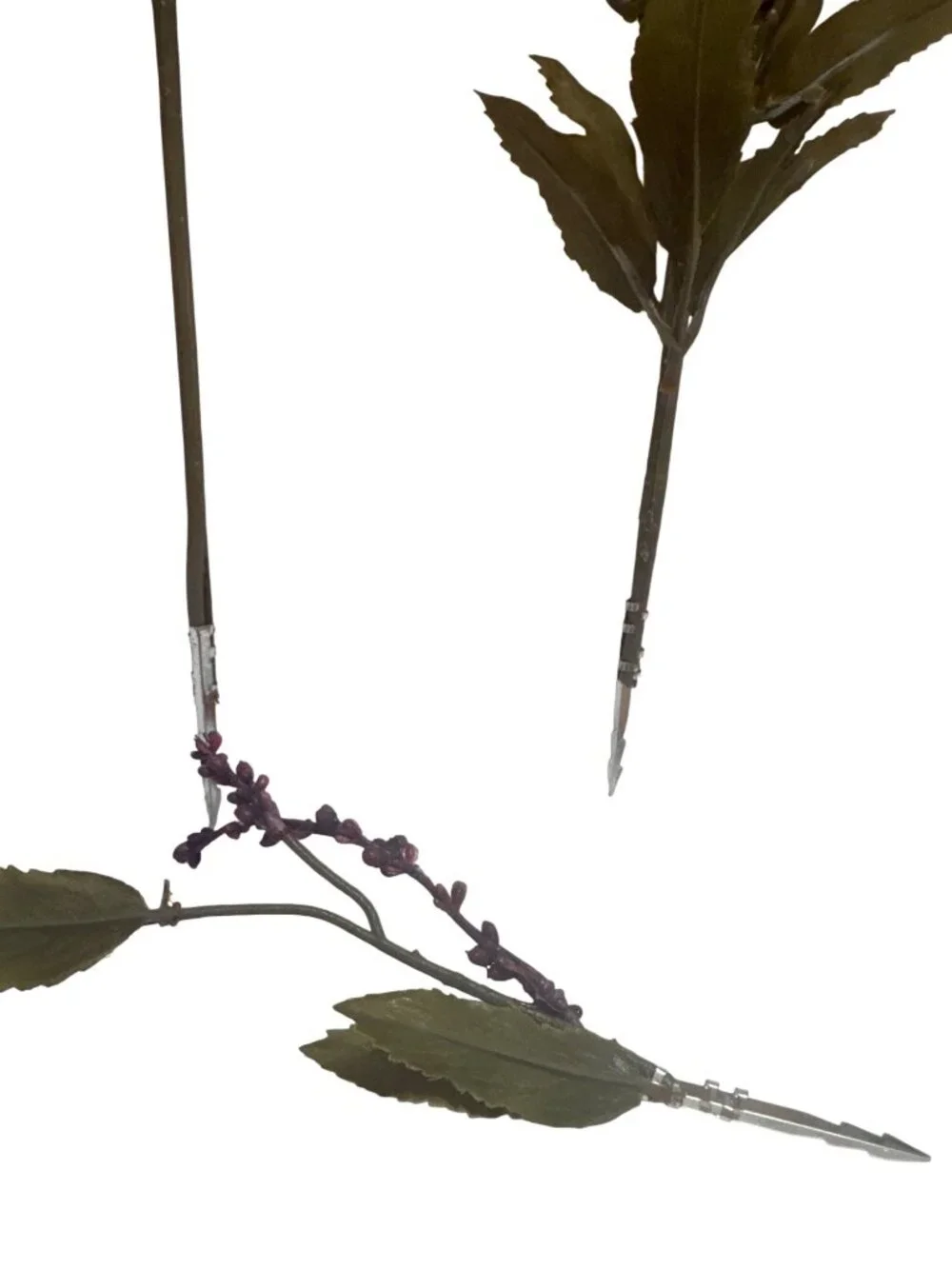 Artificial Purple Green Floral Sprays Plastic Stems Home Decor 5 Pieces Set